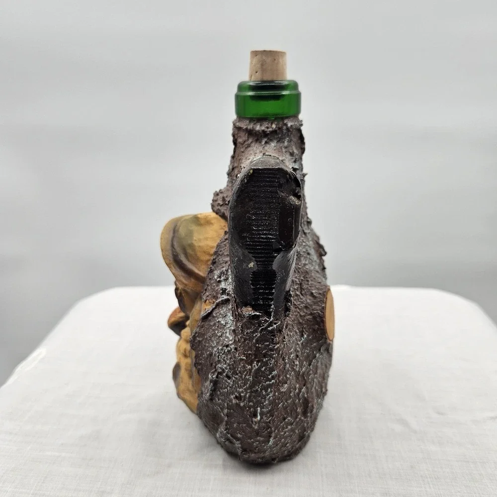 Old Man Carved Look Faux Tree Bark Resin Over Glass‎ Rustic Decanter No Stopper